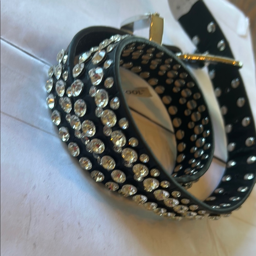 Black and Silver Studded Leather Belt